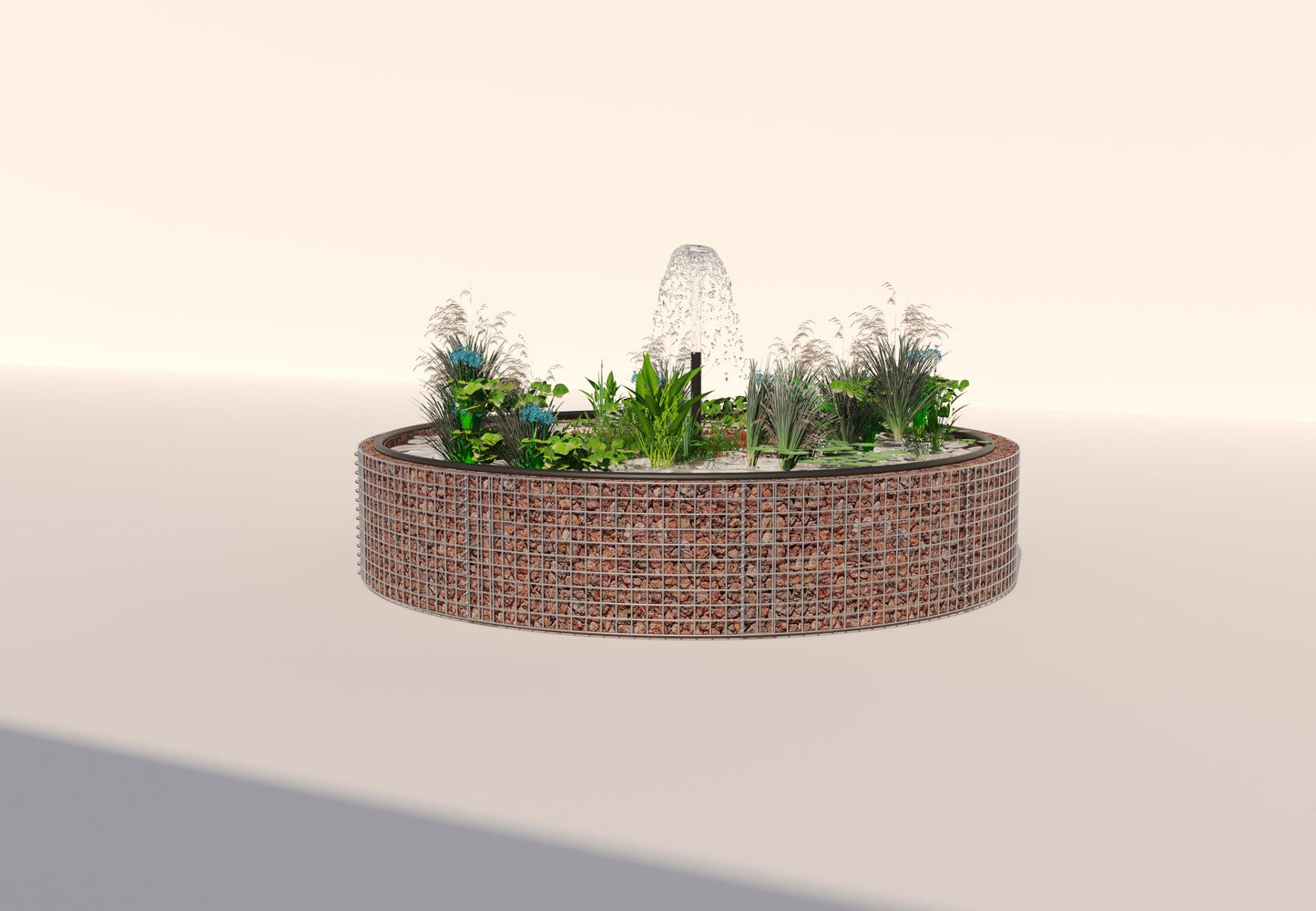 Gabionen Hochteich rund, Außendurchmesser 232 cm, Höhe 50 cm, Maschenweite 5 x 5 cm, Wandstärke 15 cm