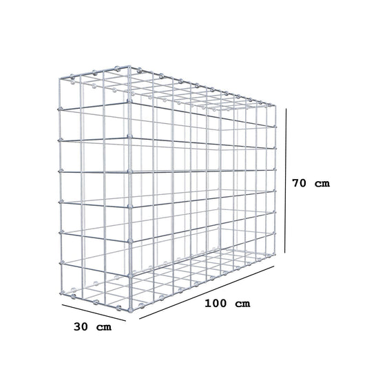 Gabion 100 cm x 70 cm x 30 cm (L x H x D), mesh size 10 x 10 cm, spiral ring