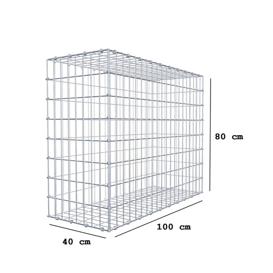 Gabione 100 cm x 80 cm x 40 cm (L x H x T), Maschenweite 5 x 10 cm, Spiralring