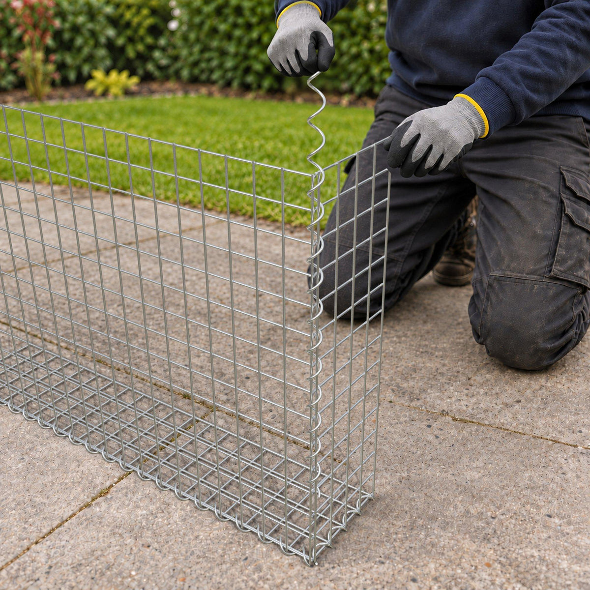 Gabion 100 cm x 70 cm x 20 cm (L x H x D), maskstorlek 5 cm x 5 cm, spiral