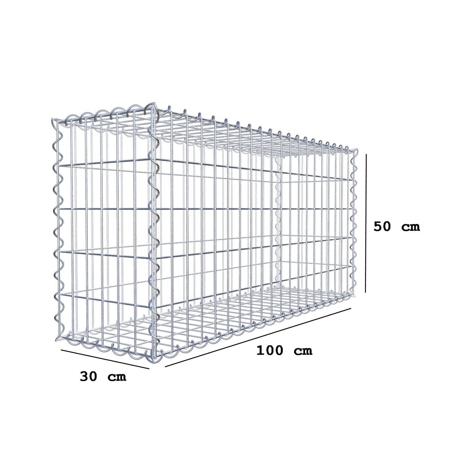 Economy set 3x Gabion 100 cm x 50 cm x 30 cm (L x H x D), mesh size 5 cm x 10 cm, spiral