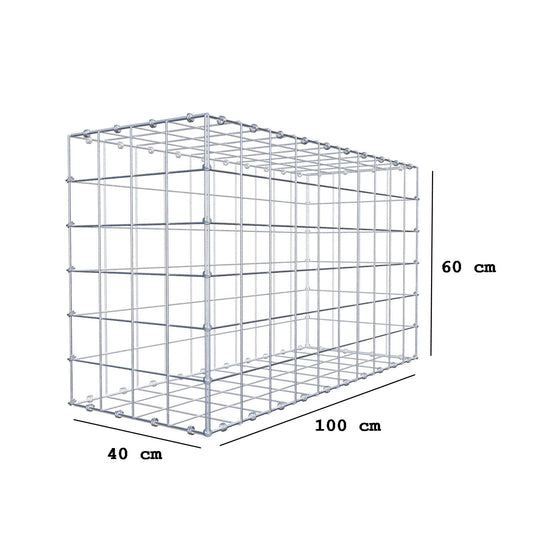 Gabion 100 cm x 60 cm x 40 cm (L x H x D), maskstorlek 10 x 10 cm, spiralring