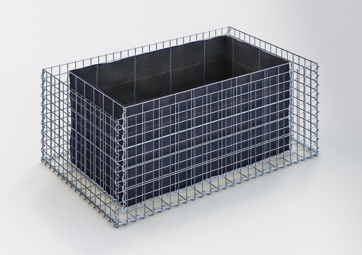 Lecho elevado rectangular 130 cm x 50 cm x 80 cm (largo x alto x fondo), malla 5 x 5 cm, espesor de pared 10 cm