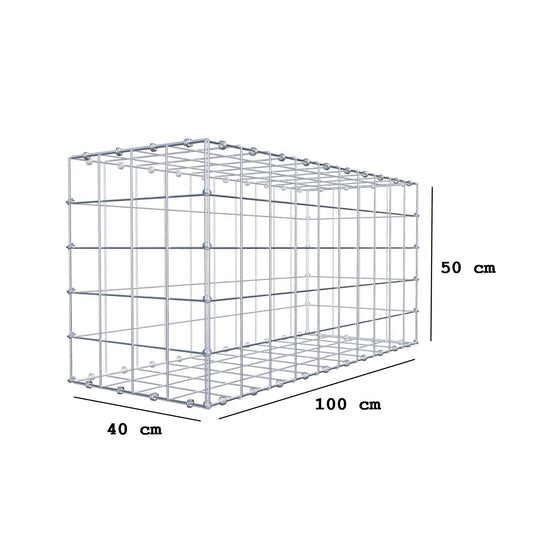 Gabione 100 cm x 50 cm x 40 cm (L x H x T), Maschenweite 10 x 10 cm, Spiralring