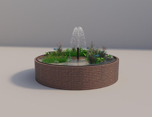 Gabion bassin surélevé rond, diamètre extérieur 352 cm, hauteur 80 cm, mailles 5 x 5 cm, épaisseur de paroi 15 cm