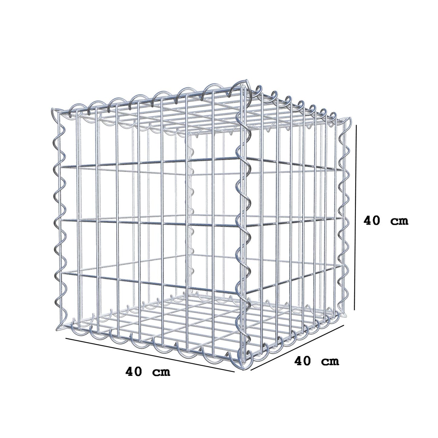 Gabion 40 cm x 40 cm x 40 cm (L x H x D), maskstorlek 5 cm x 10 cm, spiral
