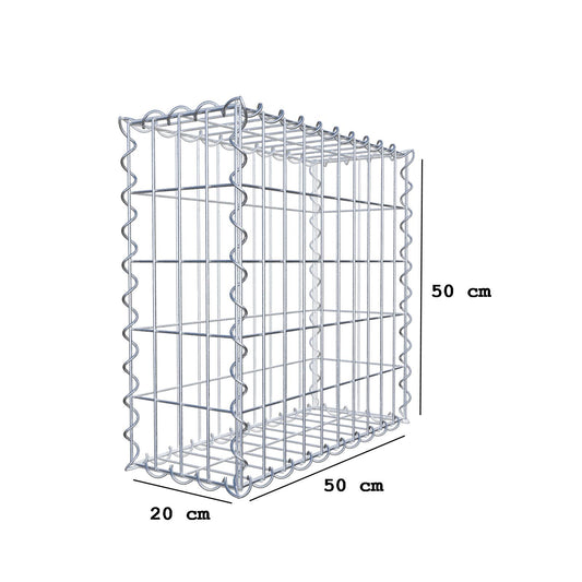 Gabion 50 cm x 50 cm x 20 cm (L x H x D), maskestørrelse 5 cm x 10 cm, spiral