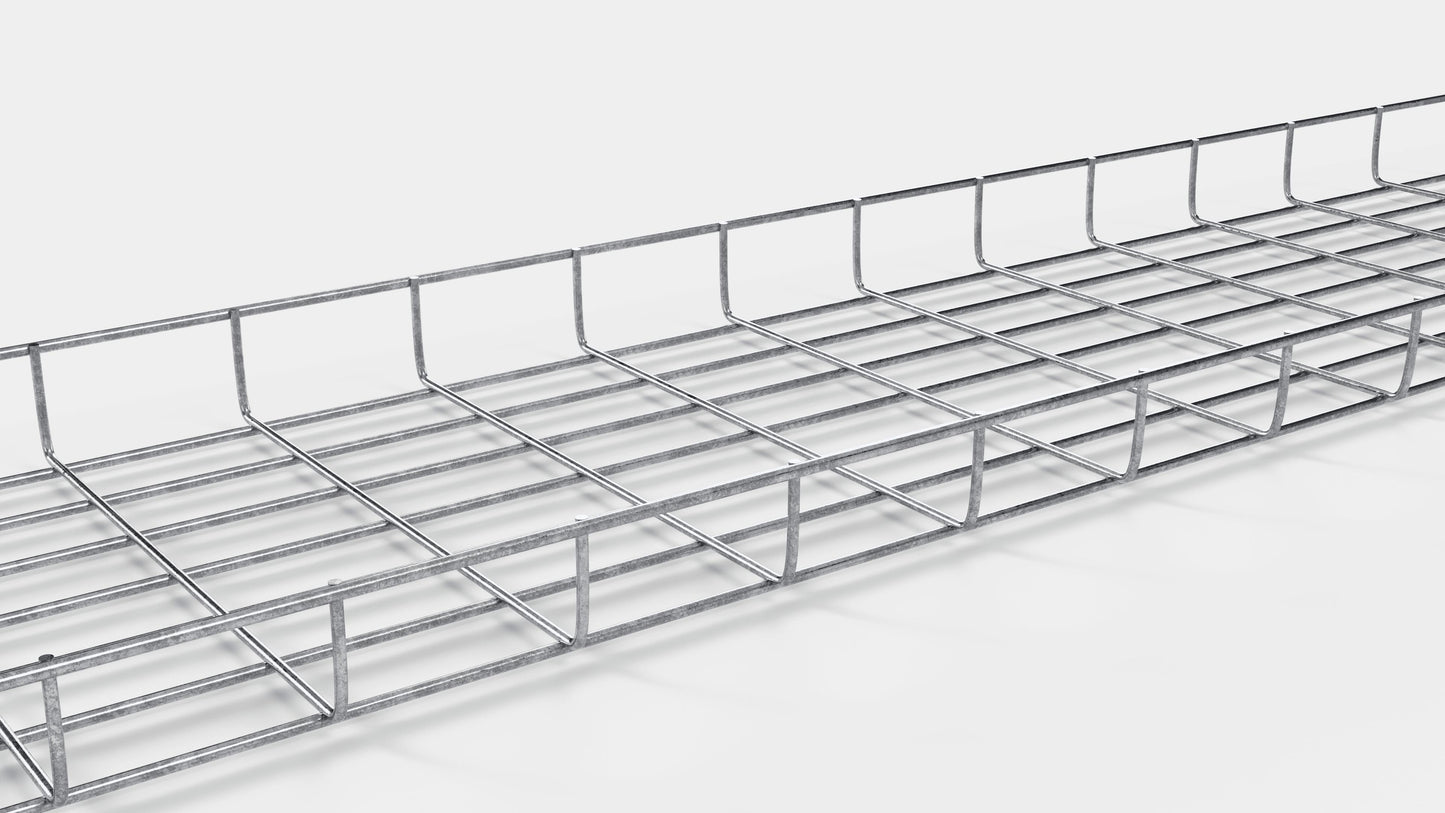 Comprimento do duto de cabos 29 cm, profundidade 5 cm, tamanho da malha 5 x 10 cm