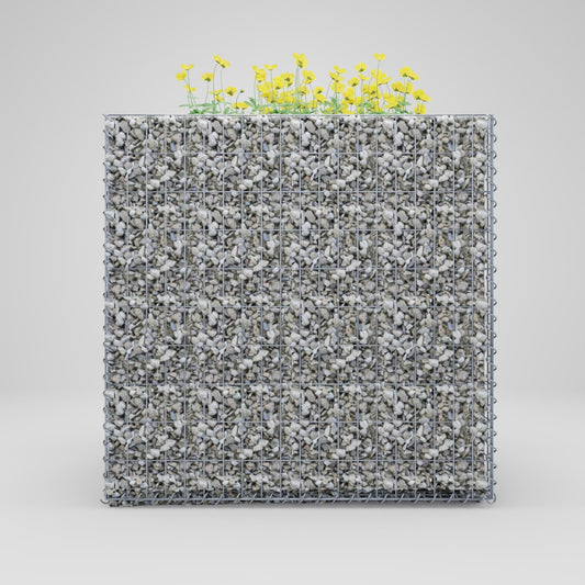 Lecho elevado rectangular 100 cm x 100 cm x 80 cm (largo x alto x fondo), malla 5 x 10 cm, espesor de pared 10 cm