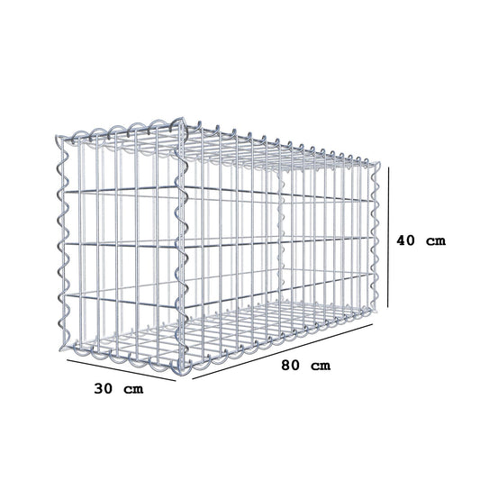 Gabion 80 cm x 40 cm x 30 cm (L x H x D), maskstorlek 5 cm x 10 cm, spiral