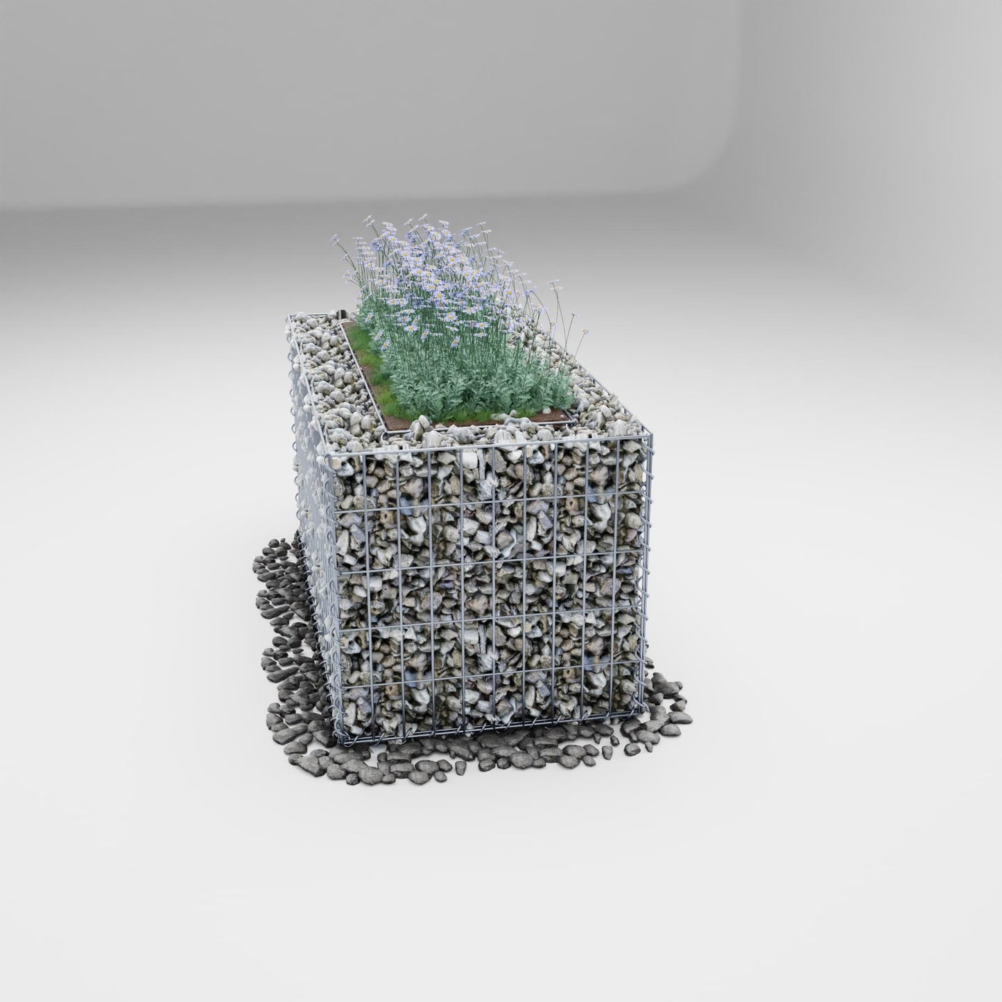 Lecho elevado rectangular 100 cm x 50 cm x 50 cm (L x A x P), malla 5 x 10 cm, espesor de pared 10 cm