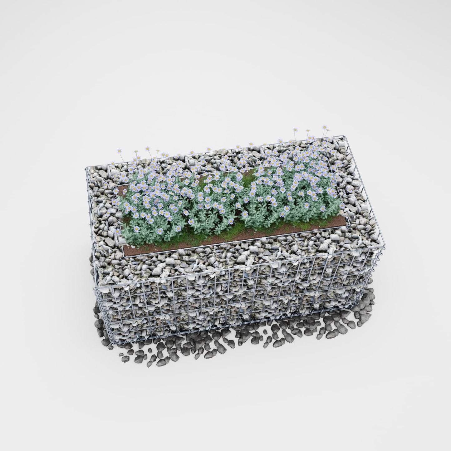 Lecho elevado rectangular 100 cm x 50 cm x 50 cm (L x A x P), malla 5 x 10 cm, espesor de pared 10 cm