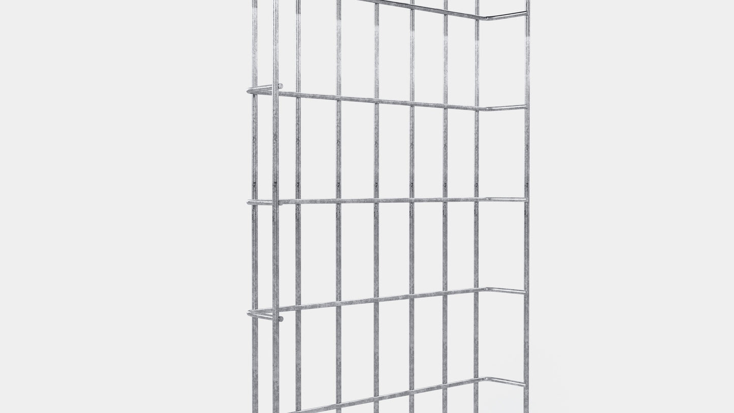 Comprimento do duto de cabos 29 cm, profundidade 5 cm, tamanho da malha 5 x 10 cm