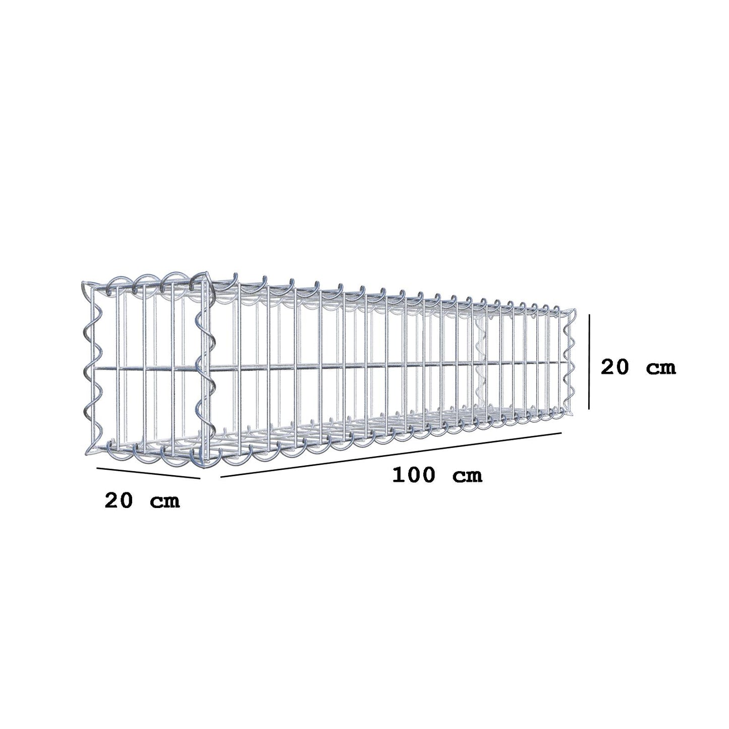 Schanskorf 100 cm x 20 cm x 20 cm (L x H x D), maaswijdte 5 cm x 10 cm, spiraalvormig
