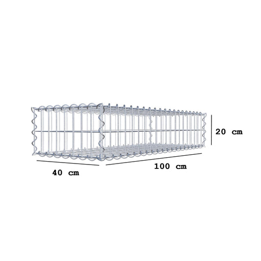 Schanskorf 100 cm x 20 cm x 40 cm (L x H x D), maaswijdte 5 cm x 10 cm, spiraalvormig