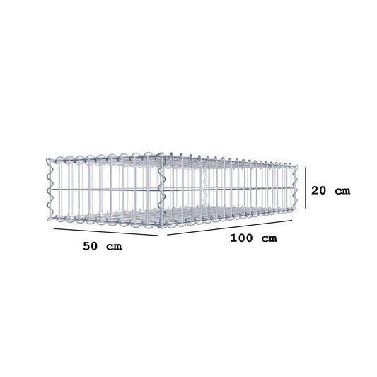 Gabion 100 cm x 20 cm x 50 cm (L x H x P), mailles 5 cm x 10 cm, spirale