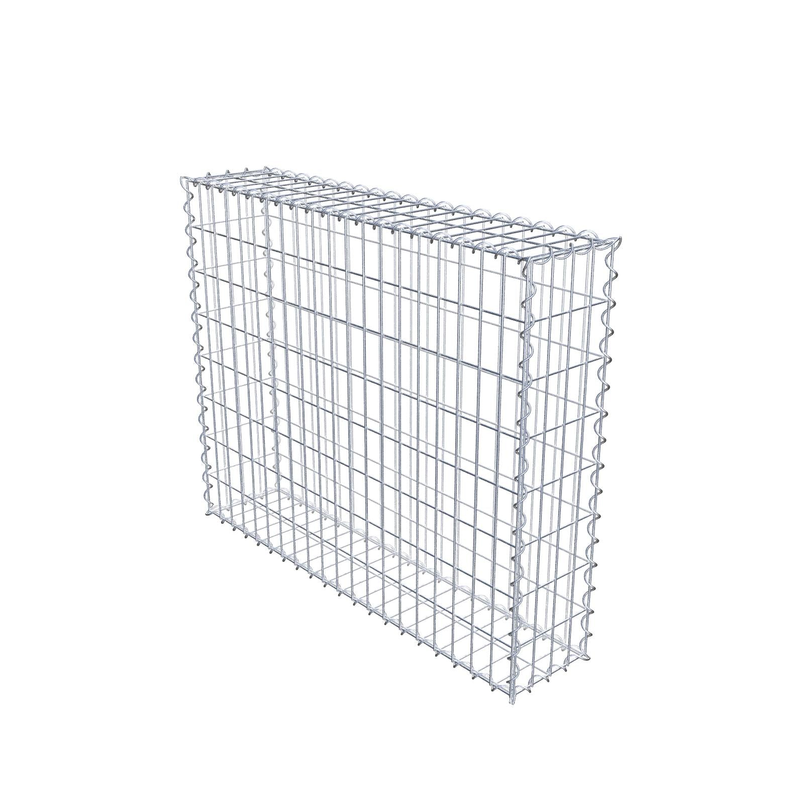 Gabião 100 cm x 80 cm x 20 cm (C x A x P), malhagem 5 cm x 10 cm, espiral