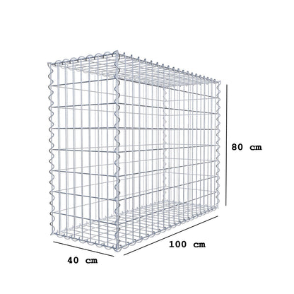 Gabion 100 cm x 80 cm x 40 cm (L x H x D), mesh size 5 cm x 10 cm, spiral