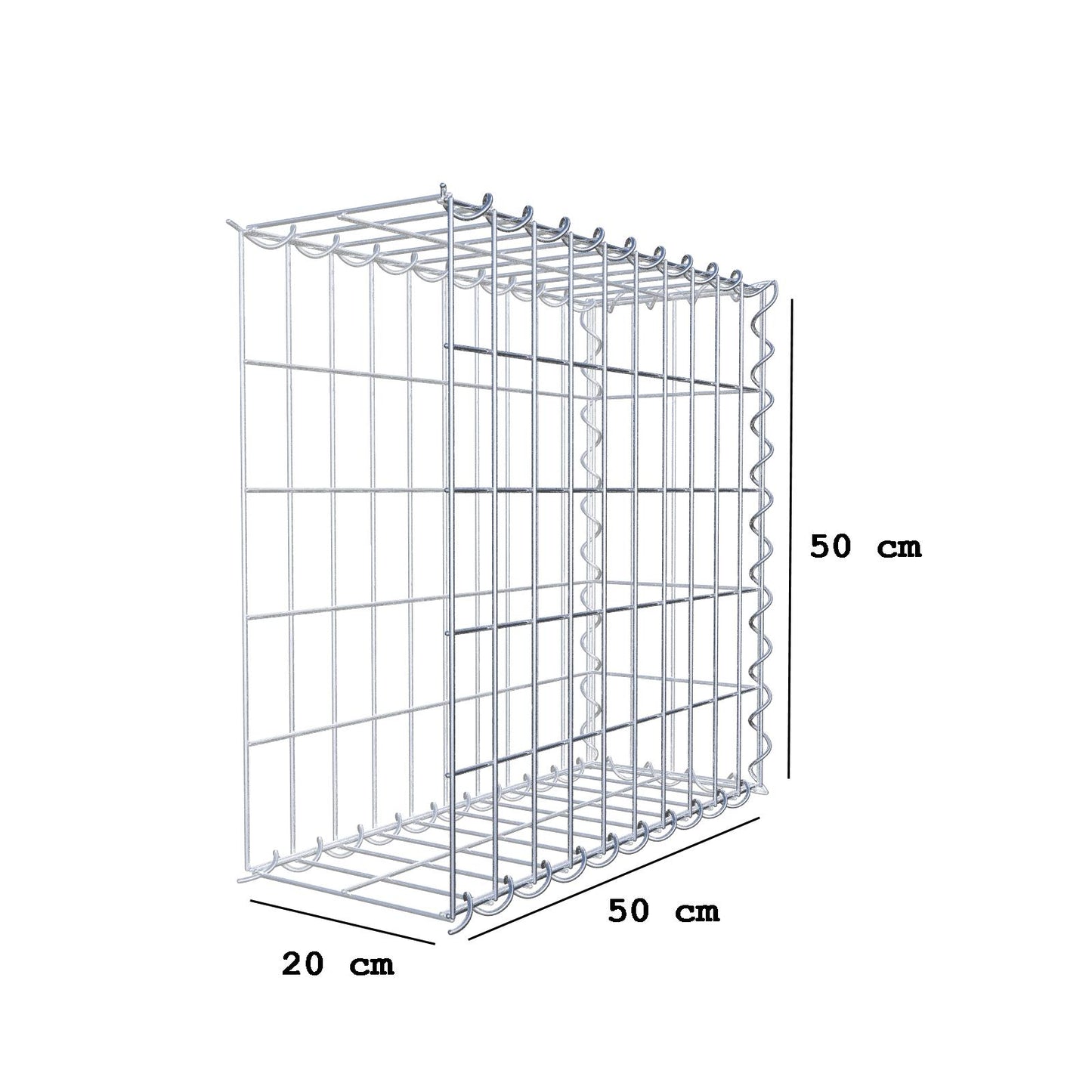 Anbaugabione Typ 2 50 cm x 50 cm x 20 cm (L x H x T), Maschenweite 5 cm x 10 cm, Spirale