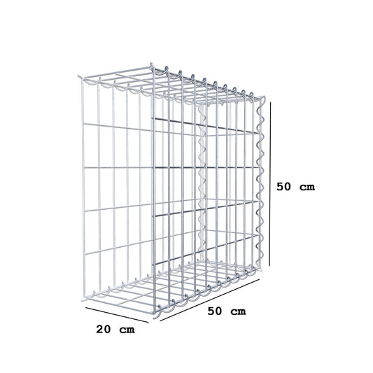 Aangegroeide schanskorf type 2 50 cm x 50 cm x 20 cm (L x H x D), maaswijdte 5 cm x 10 cm, spiraal
