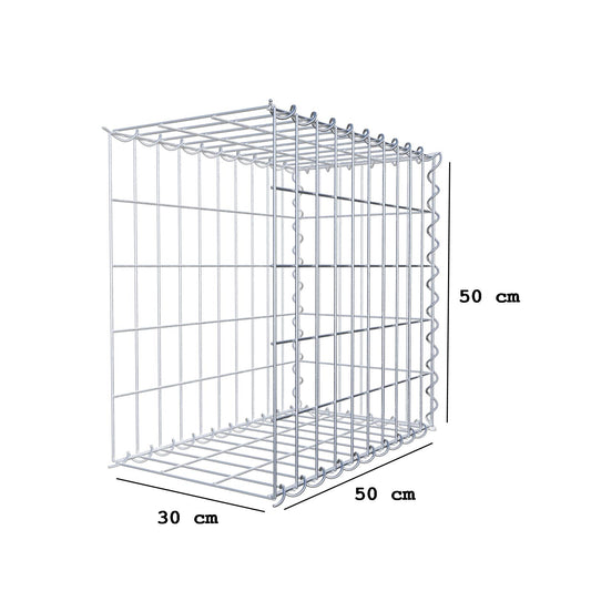 Aangegroeide schanskorf type 2 50 cm x 50 cm x 30 cm (L x H x D), maaswijdte 5 cm x 10 cm, spiraal