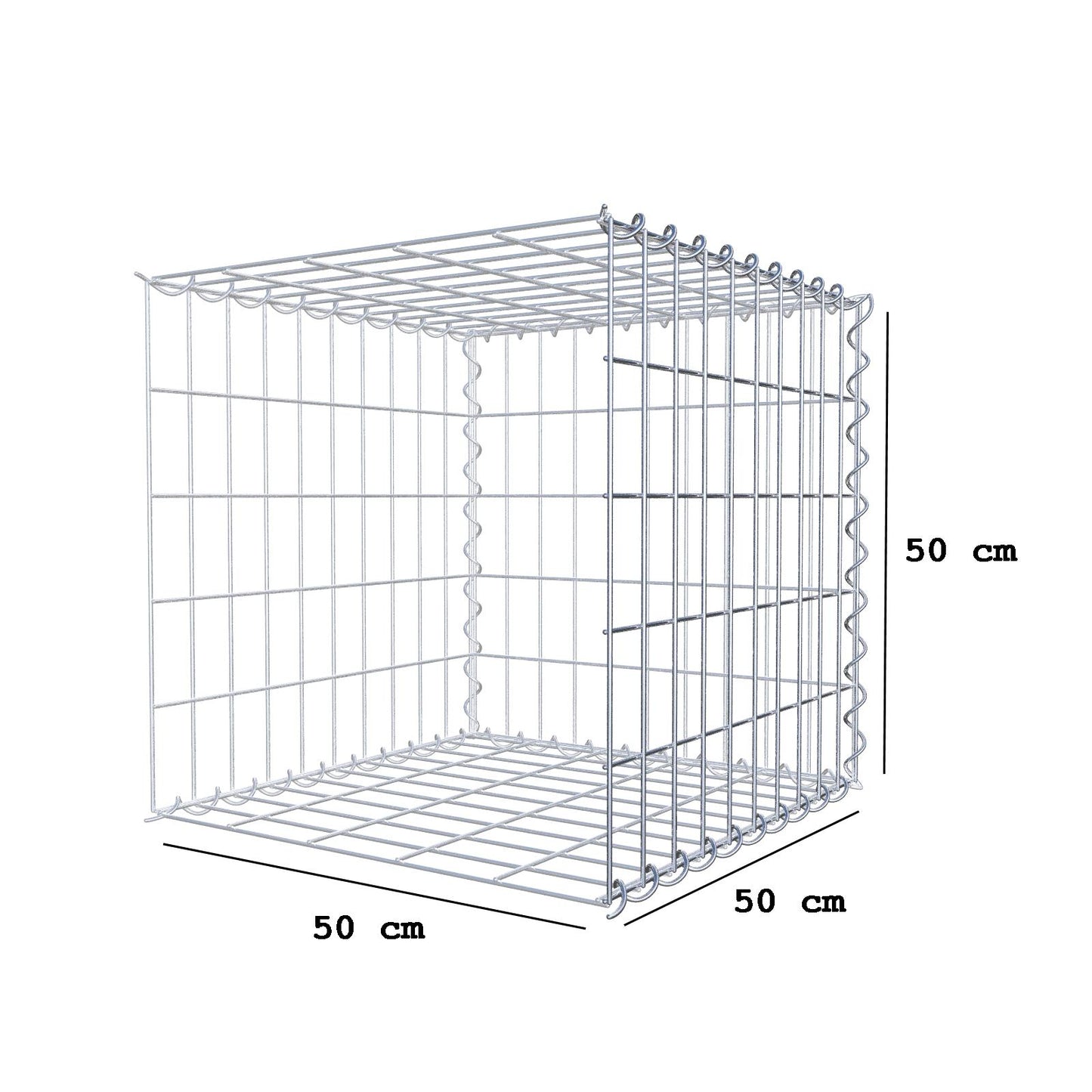 Gabbione aggiuntivo tipo 2 50 cm x 50 cm x 50 cm (L x H x P), dimensione maglia 5 cm x 10 cm, a spirale