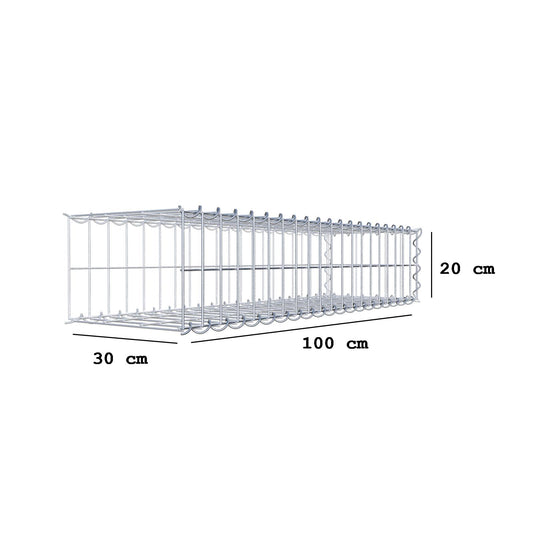 Gavión complementario tipo 2 100 cm x 20 cm x 30 cm (L x A x P), malla 5 cm x 10 cm, espiral