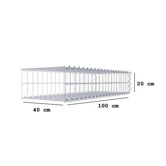 Opvokset gabion type 2 100 cm x 20 cm x 40 cm (L x H x D), maskestørrelse 5 cm x 10 cm, spiral