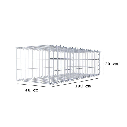 Påväxt gabion typ 2 100 cm x 30 cm x 40 cm (L x H x D), maskstorlek 5 cm x 10 cm, spiral
