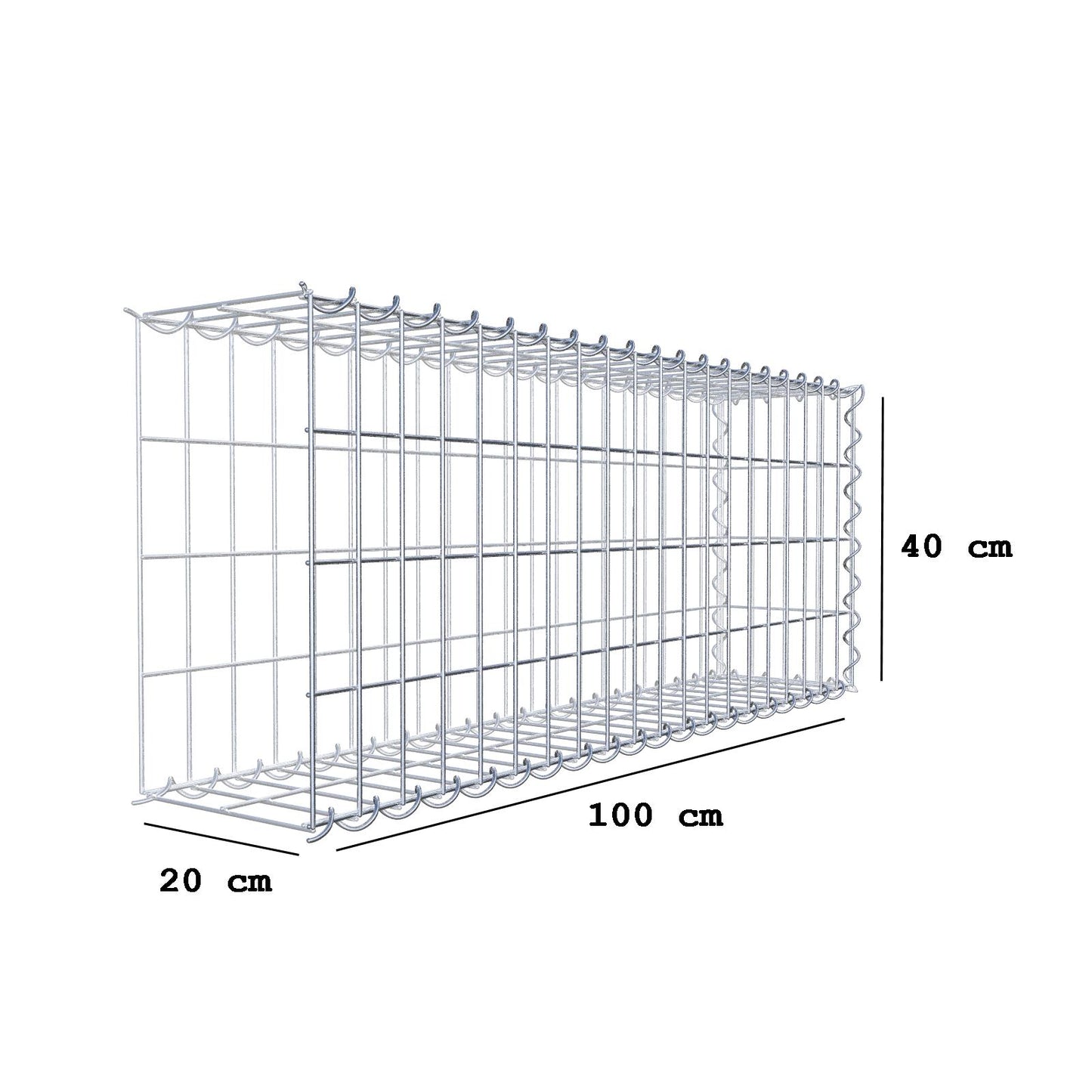 Anbaugabione Typ 2 100 cm x 40 cm x 20 cm (L x H x T), Maschenweite 5 cm x 10 cm, Spirale