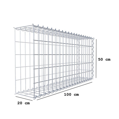 Opvokset gabion type 2 100 cm x 50 cm x 20 cm (L x H x D), maskestørrelse 5 cm x 10 cm, spiral