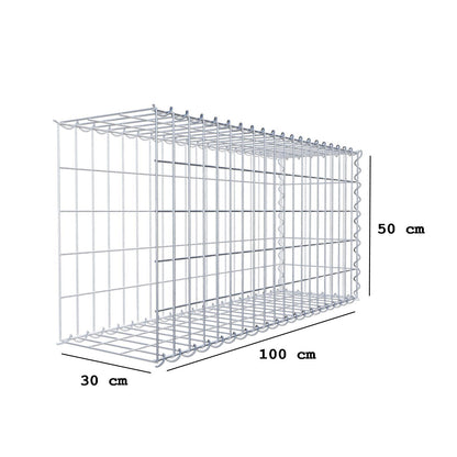 Gabion rapporté type 2 100 cm x 50 cm x 30 cm (L x H x P), mailles 5 cm x 10 cm, spirale
