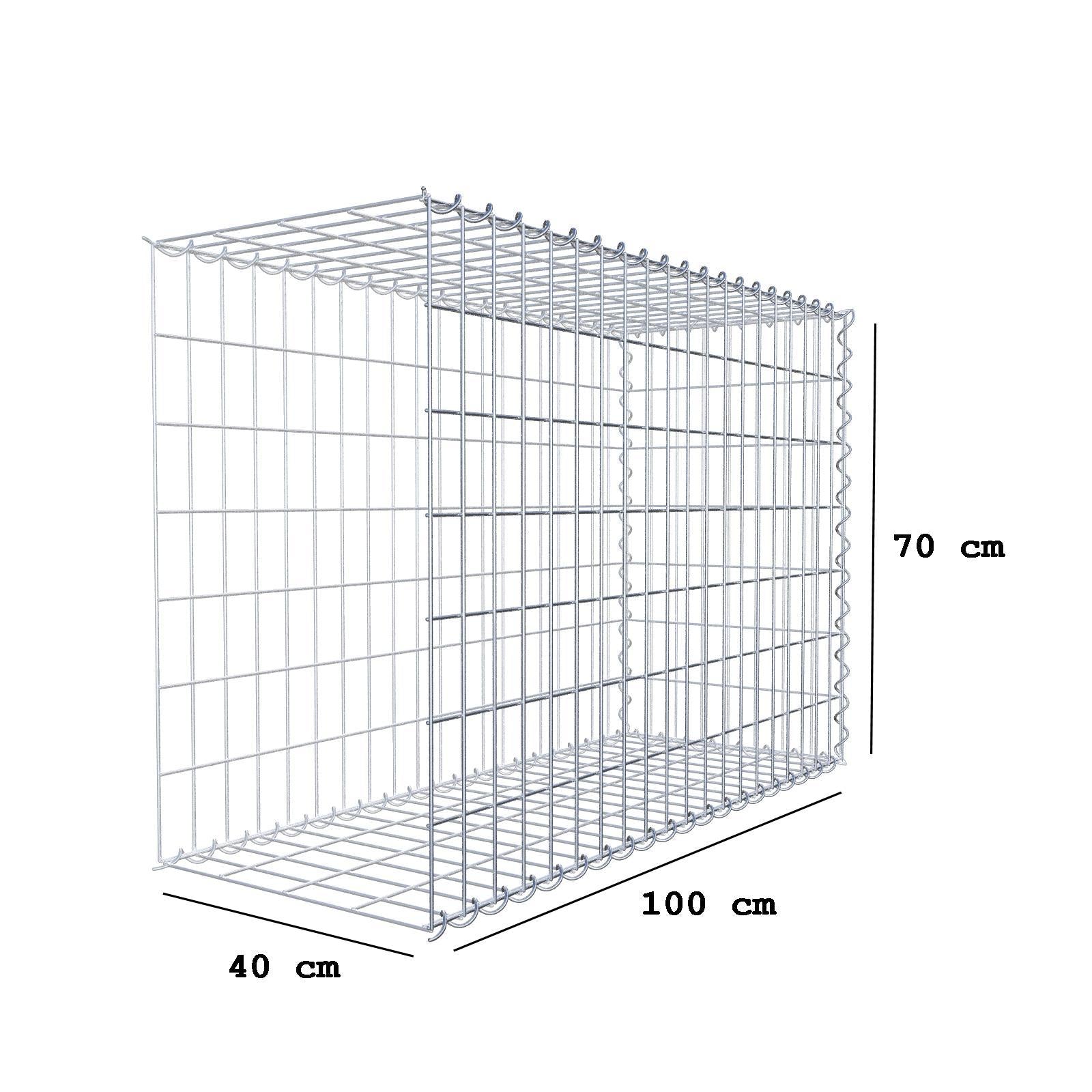 Gabião tipo 2 100 cm x 70 cm x 40 cm (C x A x P), malhagem 5 cm x 10 cm, espiral