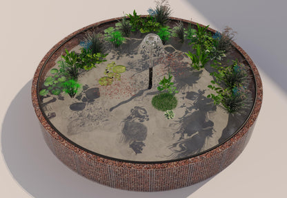 Gabion-dam, rund, ydre diameter 292 cm, højde 80 cm, maskestørrelse 5 x 5 cm, vægtykkelse 15 cm