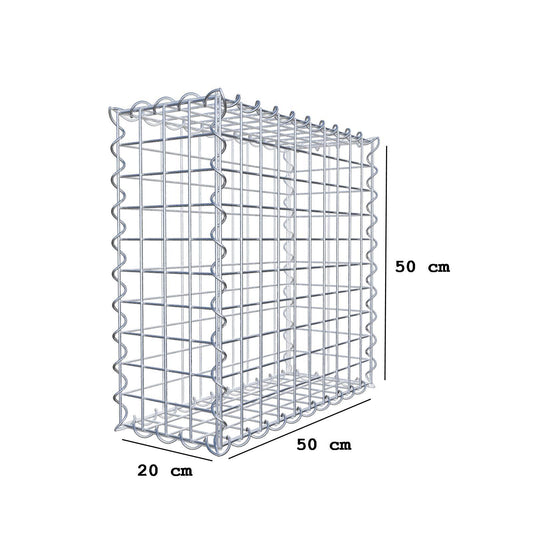 Gabion 50 cm x 50 cm x 20 cm (L x H x D), maskestørrelse 5 cm x 5 cm, spiral