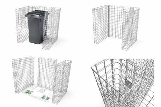 Gabionen Mülltonnenbox Grundelement  für 60120 l Mülltonnen, 115 cm Höhe
