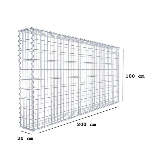 Gabion 200 cm x 100 cm x 20 cm (L x H x P), mailles 5 cm x 10 cm, spirale