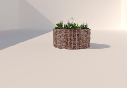 Laghetto rialzato in gabbioni, rotondo, diametro esterno 172 cm, altezza 80 cm, maglia 5 x 5 cm, spessore parete 15 cm