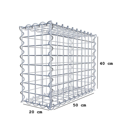 Schanskorf 50 cm x 40 cm x 20 cm (L x H x D), maaswijdte 5 cm x 5 cm, spiraalvormig