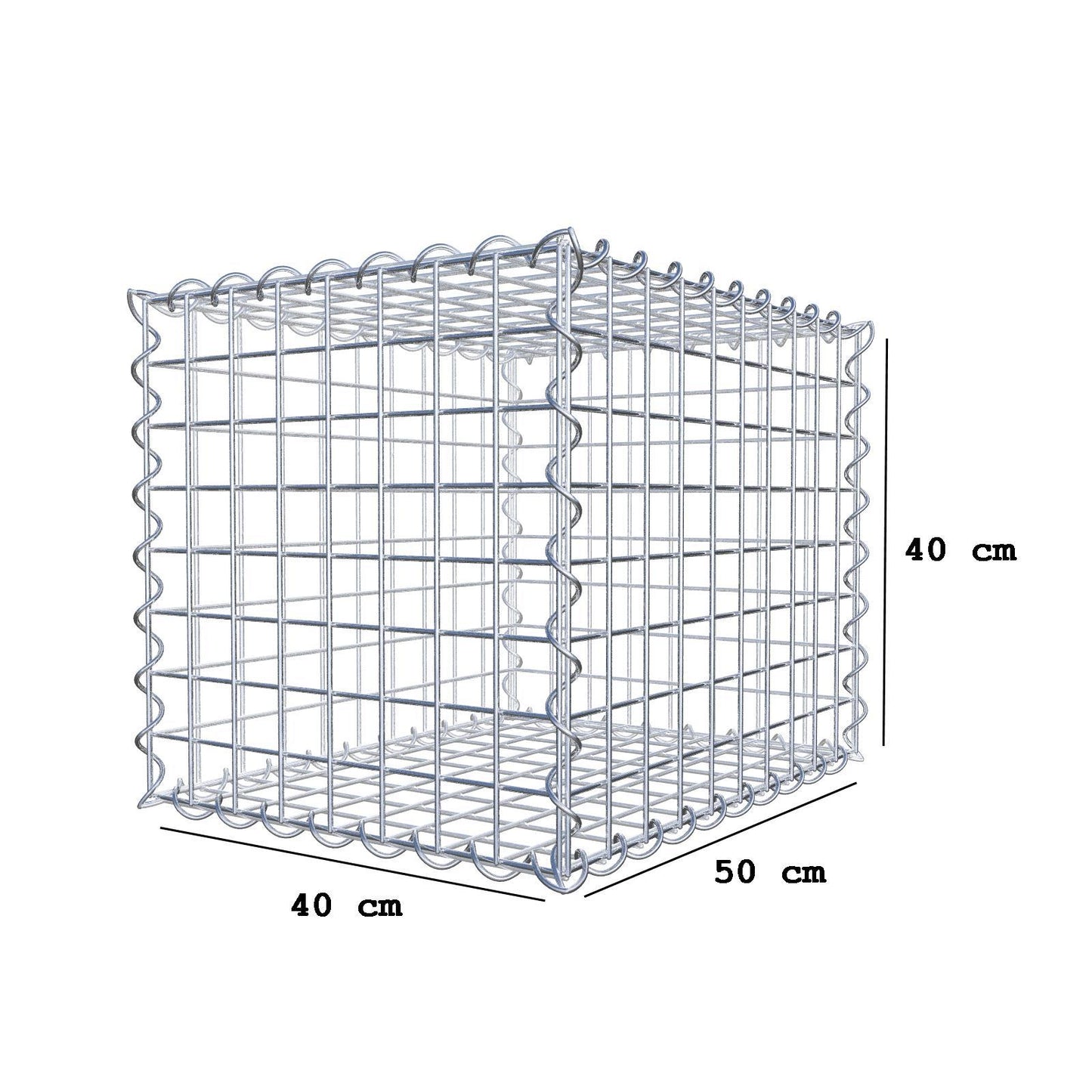 Gabion 50 cm x 40 cm x 40 cm (L x H x D), maskstorlek 5 cm x 5 cm, spiral