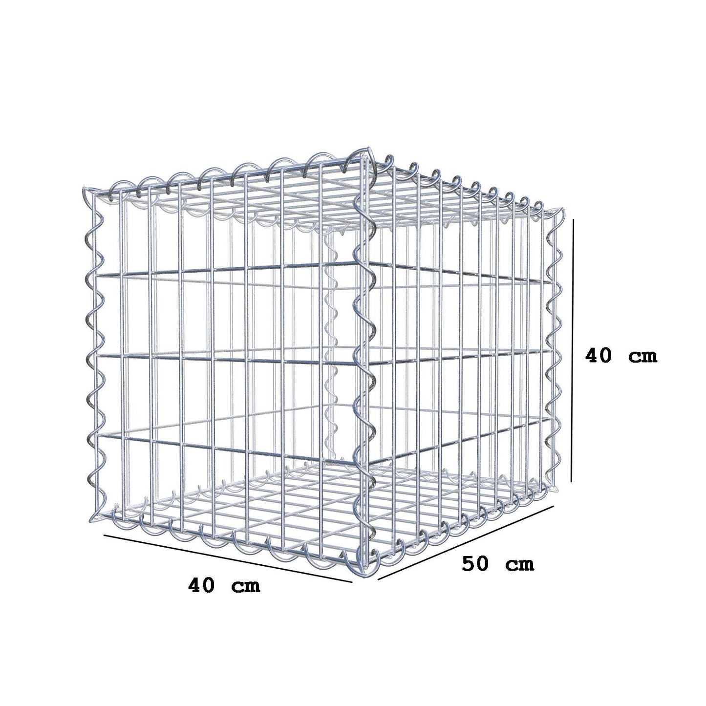 Gabion 50 cm x 40 cm x 40 cm (L x H x D), maskstorlek 5 cm x 10 cm, spiral