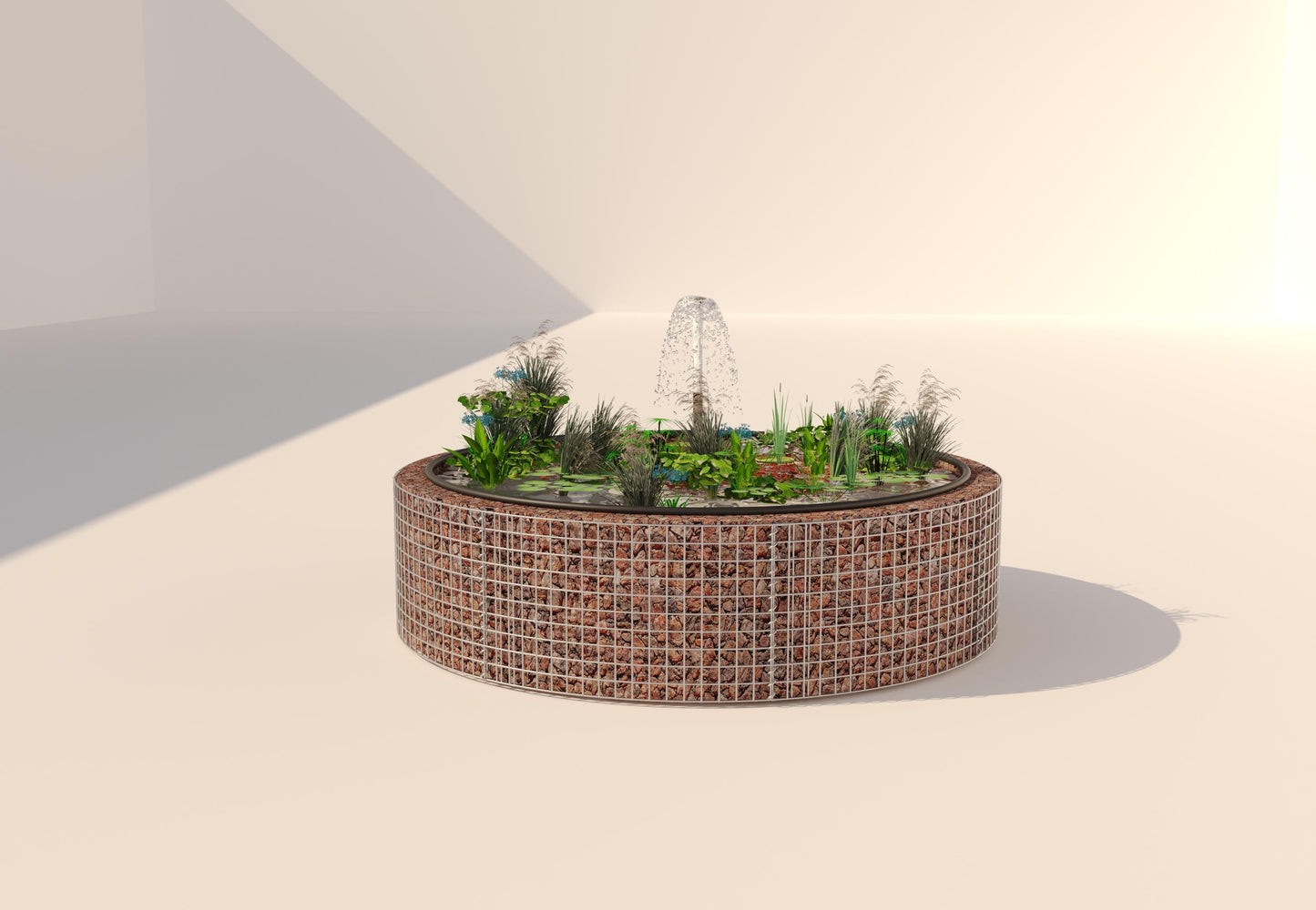 Gabion-dam, rund, ydre diameter 202 cm, højde 50 cm, maskestørrelse 5 x 5 cm, vægtykkelse 15 cm