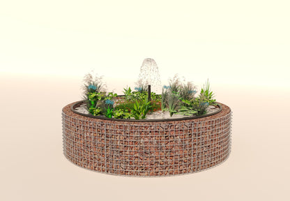 Gabion-dam, rund, ydre diameter 202 cm, højde 50 cm, maskestørrelse 5 x 5 cm, vægtykkelse 15 cm
