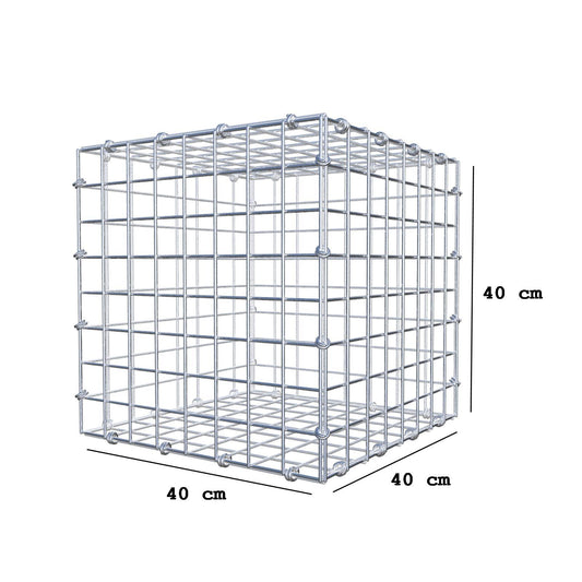 Gabion 40 cm x 40 cm x 40 cm (L x H x D), maskstorlek 5 x 5 cm, spiralring