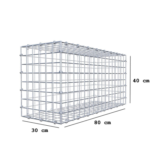 Gabion 80 cm x 40 cm x 30 cm (L x H x D), maskstorlek 5 x 5 cm, spiralring