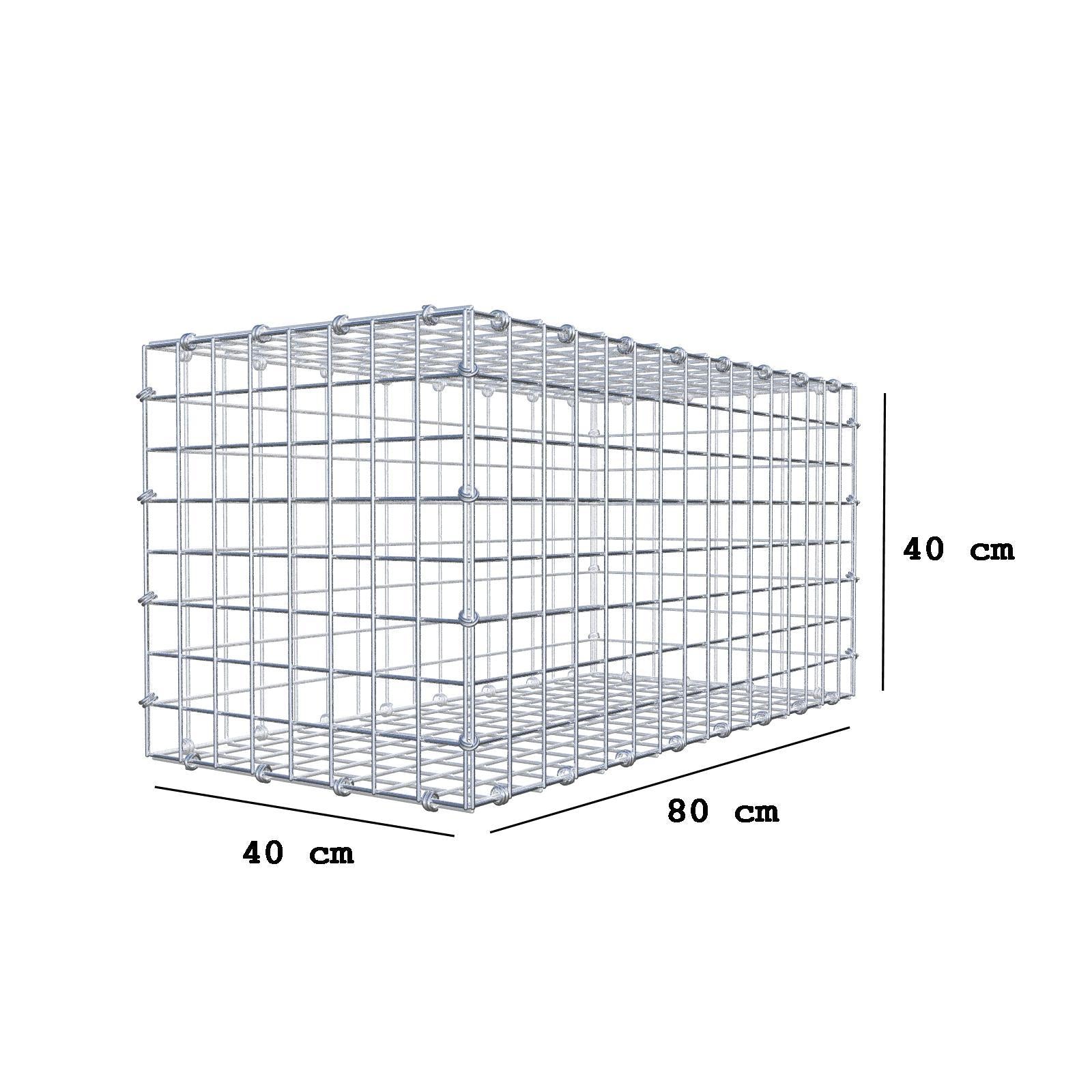 Gabion 80 cm x 40 cm x 40 cm (L x H x D), maskestørrelse 5 x 5 cm, spiralring