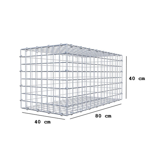 Gabion 80 cm x 40 cm x 40 cm (L x H x D), maskstorlek 5 x 5 cm, spiralring