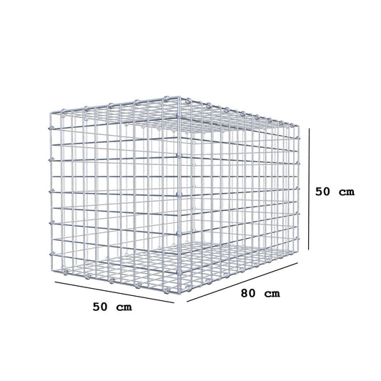 Gabion 80 cm x 50 cm x 50 cm (L x H x D), mesh size 5 x 5 cm, spiral ring