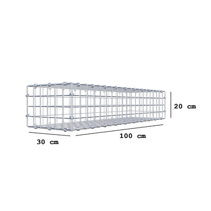 Gabion 100 cm x 20 cm x 30 cm (L x H x D), maskstorlek 5 x 5 cm, spiralring