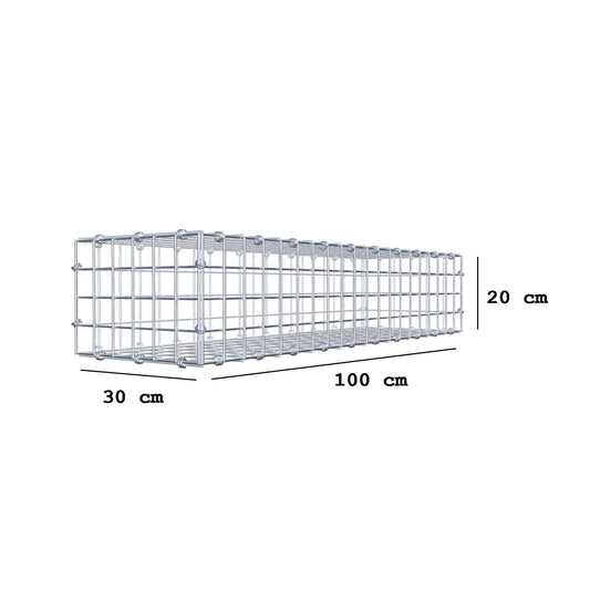 Gabion 100 cm x 20 cm x 30 cm (L x H x D), mesh size 5 x 5 cm, spiral ring